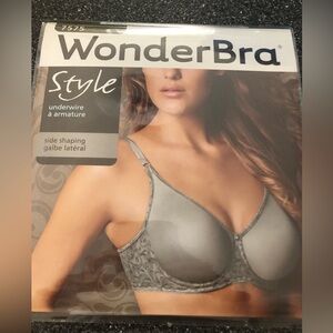 Wonder bra, size 34D gray style underwire, no poke side shaping silky bra